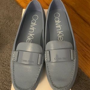 Brand New with Box! Calvin Klein Light Blue Loafers - Lisette Shiny Lizard Size9